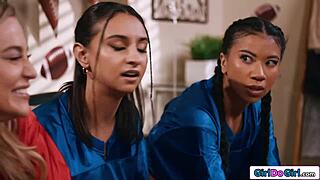 Three Girls Lose Bet to Ebony Face Sitting and Licking