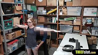 clueless brunette teen shoplifter bent over cctv for rough punishment fuck