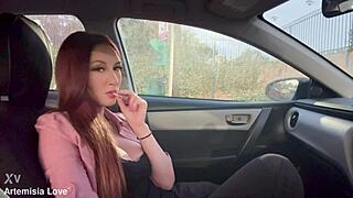 i'm that italian milf artemisia love smoking in car showing off my huge tits and long hair