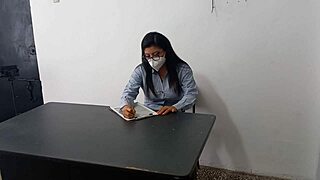 Latina stepdad's secretary milf seduces me on desk then stands for slow office fuck