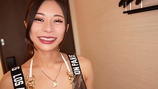 queen bee ca with g cup tits and bald pussy rides cock wildly creampie finish