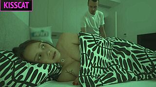 Step Son Fucks Step Mom Sideways in Shared Bed Facial