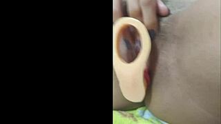 curly latina flashes juicy shaved pussy licks dildo orgasms wildly on camera
