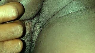 Filming ebony maid during intense cleaning session at home