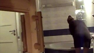 Flora and Johny grind hard in steamy homemade sauna romp