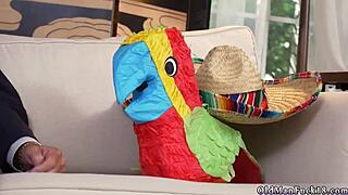 shaved spanish teen gets railed hard by old men in wild group threesome south of the border