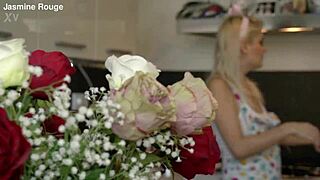 Housewife's kitchen frenzy unleashes wild panty chaos and natural tits