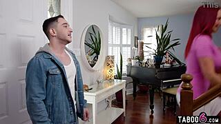 stepmom bianca beauchamp with huge boobs greets stepson eagerly