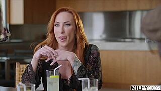 Sophia Locke milf redhead deepthroats and rides two monster black cocks spit-roasted