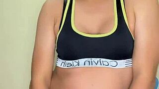 sporty transsexual flaunts her juicy tits everywhere!