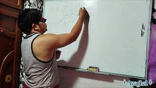 Nerdy Asian student begs teacher for algebra lesson simplified to raw bedroom sex 21 times over