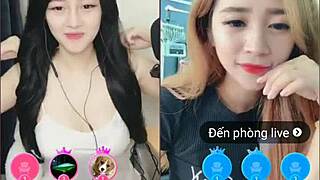two cute korean girls tease sexy moves in webcam livestream show