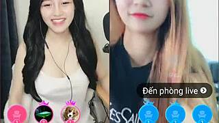 two cute korean girls tease sexy moves in webcam livestream show