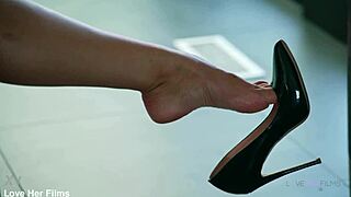 hes jerking to my heels feet while i tease his cock goddess style!