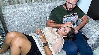 step sis sneaks in and tempts step bro with her big natural tits and ass