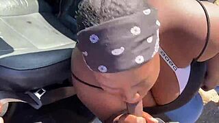 wanna see this crazy ebony bbw thot suck fat black cock outdoors in public?