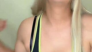 sporty transsexual flaunts her juicy tits everywhere!