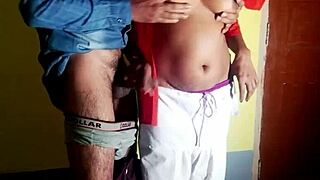 horny indian schoolgirl fucks security guard hard for exam paper creampie tight pussy