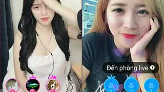 two cute korean girls tease sexy moves in webcam livestream show