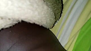 Filming ebony maid during intense cleaning session at home