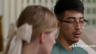 cheerleader ditches jock for nerd's cock in classroom ride