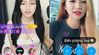 two cute korean girls tease sexy moves in webcam livestream show