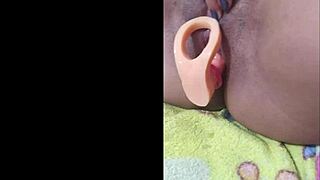 curly latina flashes juicy shaved pussy licks dildo orgasms wildly on camera