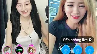 two cute korean girls tease sexy moves in webcam livestream show