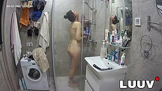 hey luuv, watch cute brunette alice flash her natural tits in that steamy amateur shower