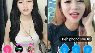 two cute korean girls tease sexy moves in webcam livestream show
