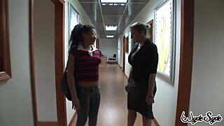 sara jay's gettin her big pussy stretched wide by a horny lesbian fist in rough play