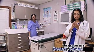 dr tampa backstage with nurse solana spreading shaved pussy for patient in florida hospital
