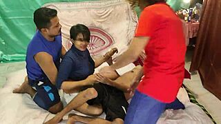 Very beautiful teens shathi khatun and rumpa akter fuck romantically with hanif and shapan in foursome