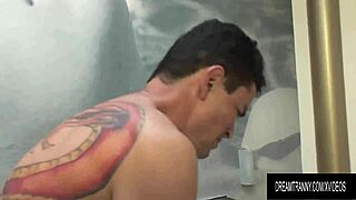 A guy slides into blonde trans ellen silva's tight ass