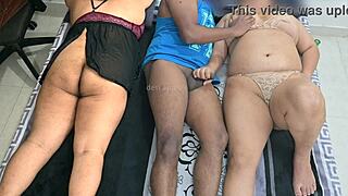 Indian Stepmom Fucks Beside Sleeping Daughter in Threesome