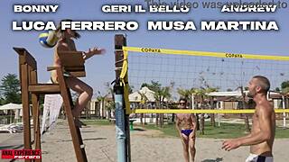 Musa Martina Gulps Piss After Beach Volley Gangbang Creampie