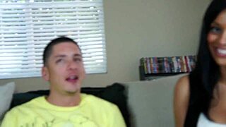 mary jean watches thick jizz spew over her shaved pussy and ass