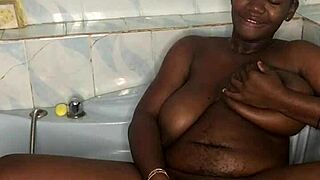 oh shit... bathroom solo with my massive dildo making huge tits bounce crazy