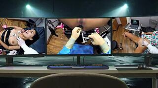 dr tampa backstage with nurse solana spreading shaved pussy for patient in florida hospital