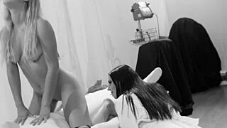 whoa latina babe tries busty milf's weird cock sucking experiment!