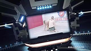 Busty Red August Wrestles Nude, Ends Up Throating Oliver Davis Deep