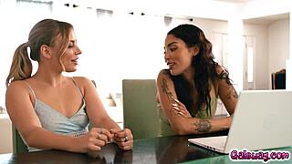 Roommates Vanessa Sky and Anna Claire Clouds Lesbian Lick Pussy Rim Ass Tribbing