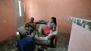 unfaithful husband rams sister-in-law's fat big ass on living room couch while wife shops