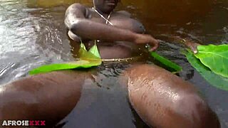Wanna watch this busty African witch grind her huge ass and thick tits in erotic ritual dance then cleanse in sacred water?