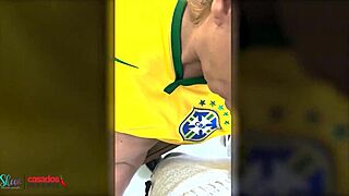 my brazilian wife in lingerie gets wild during the brasil game match