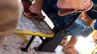 Young Hottie Perfect Little Feet Teased on Crowded Bus Part One