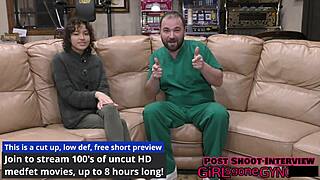 brooklyn rossi spreads shaved pussy wide in her first intense gyno exam