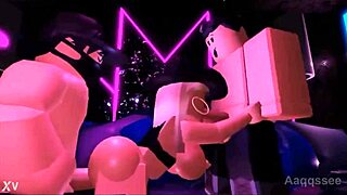 Roblox babes' big asses and tits in steamy threesome romp
