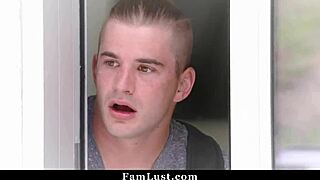 Stepson caught stroking monster cock fucked by stepmom milf!