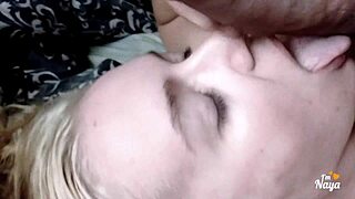 closeup slowmotion stepdaughter gulps down all my thick cum twice over